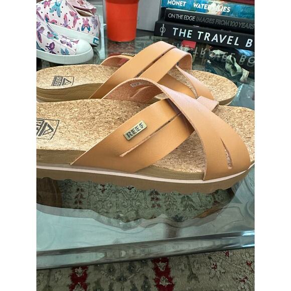 Reef Women's Brown Kaia Cross Cushion Bloom Hi Flip Flop Sandals Size 8 - Picture 4 of 5